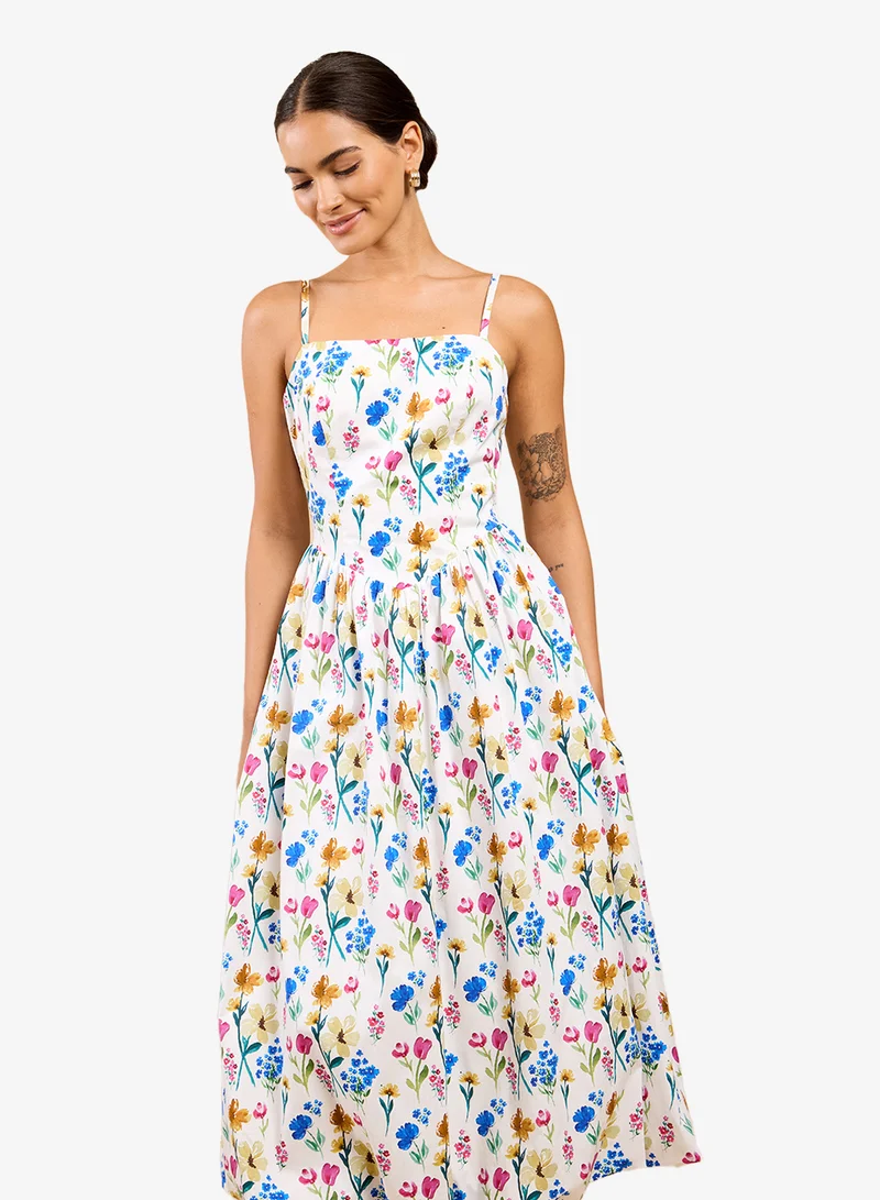Little Mistress Floral Balloon Midi Dress